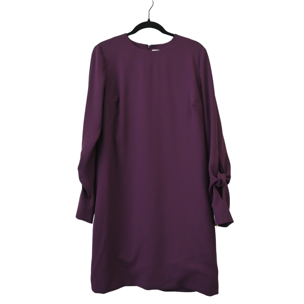 VICTORIA VICTORIA BECKHAM Plum Crepe Long Sleeve Shift Dress Estimated Large